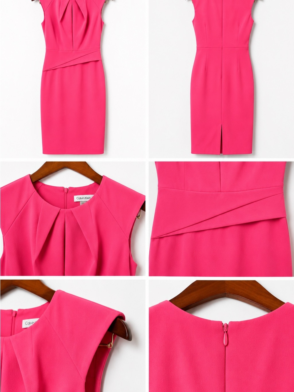 Calvin Klein Hot Pink Pleated Sheath Dress